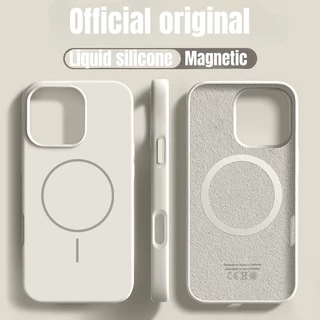 หรูหราแม่เหล็กซิลิโคนเหลวเคสโทรศัพท์ สําหรับ iPhone 16 15 14 13 12 11 Pro Max 16 Plus กันกระแทกกันชนนุ่มฝาครอบ