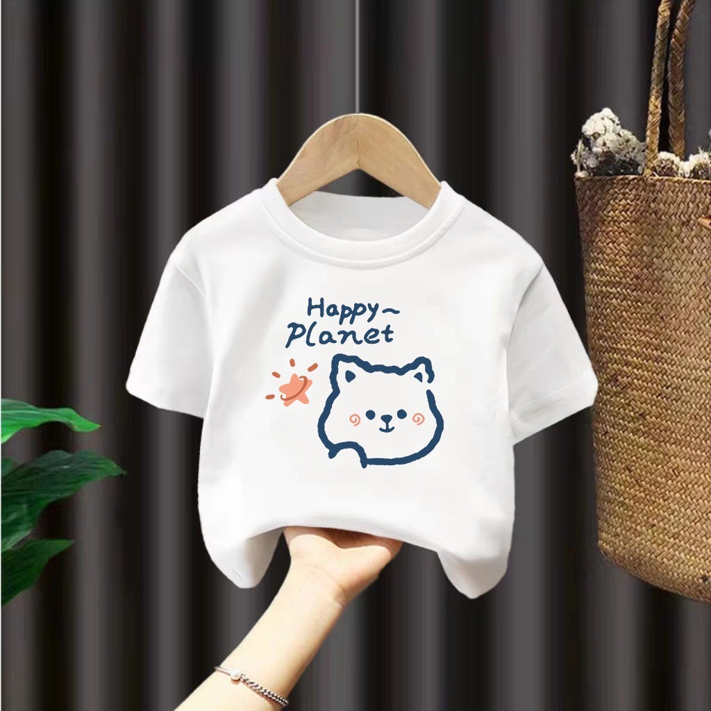 HOME818 เสื้อยืดเด็ก เสื้อยืดแขนสั้นสำหรับเด็ก ลายน่ารัก ใส่สบาย นุ่ม เด็กชายเด็กหญิง