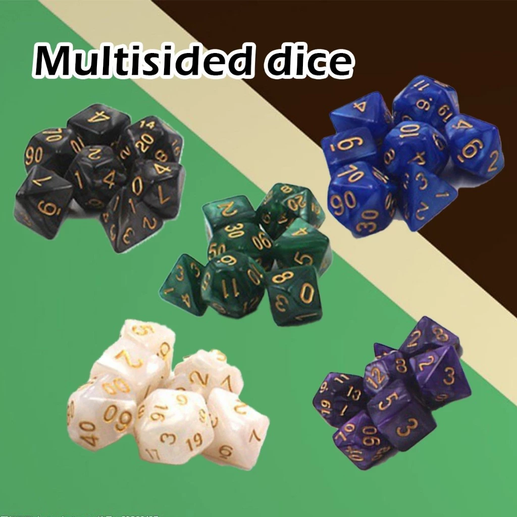 คูปองสุดคุ้ม！ ลูกเต๋า Dice Set of 7 ลูกเต๋าหลายด้าน d4 d6 d8 d10 d12 d20 d100 บอร์ดเกม เกมตาราง thumbnail 6