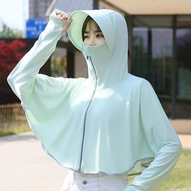 เสื้อกันยูวี พร้อมฮู้ดหมวกกันแดด แขนยาว ทรงเกาหลี รูปที่ 3