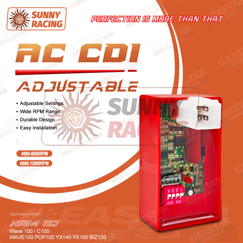 กล่องจุดระเบิดรถจักรยานยนต์ AC CDI 5 Pin พร้อมสวิตช์ DIP Limit4000-12000 สําหรับ WAVE100 Racing YX14