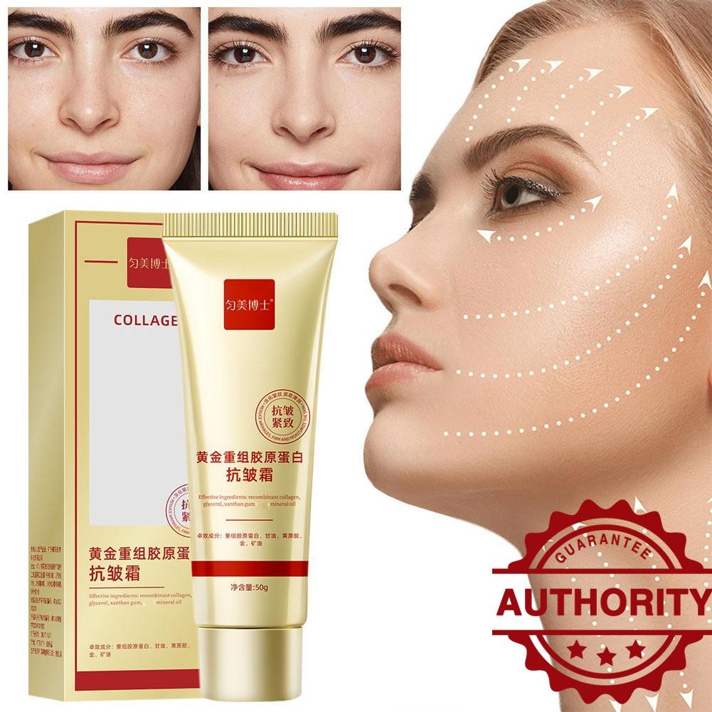 Golden Color Recombinant Collagen Wrinkle Cream Collagen Shiny Cream Stripes Cream Moisturizing A3u7