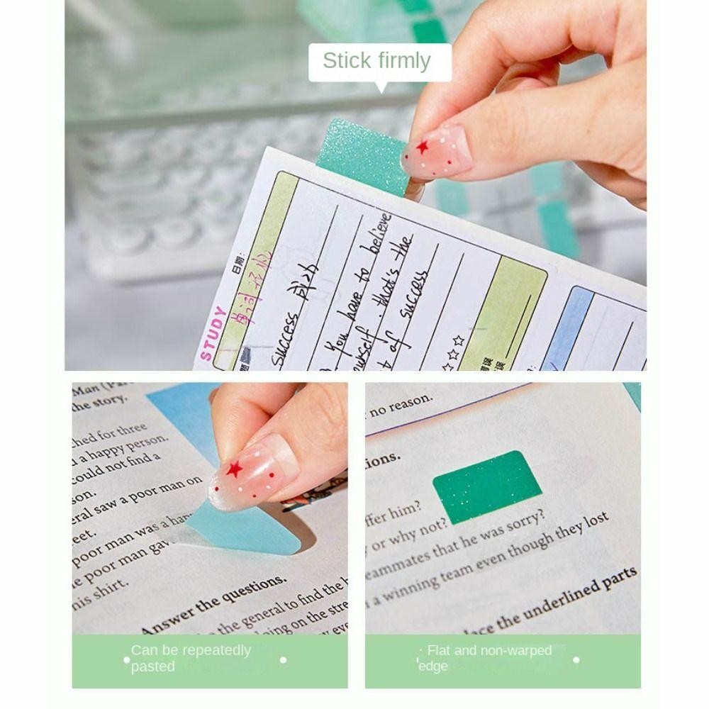 LONTIME Pearlescent Sticky Tabs,โปร่งใส Pearl Aesthetic เครื่องเขียนสติกเกอร์ฉลากดึงออก,ที่มีประสิทธิภาพ Writable Blank Back Full กาว Sticky Notes สํานักงานโรงเรียน - รูปที่ 2
