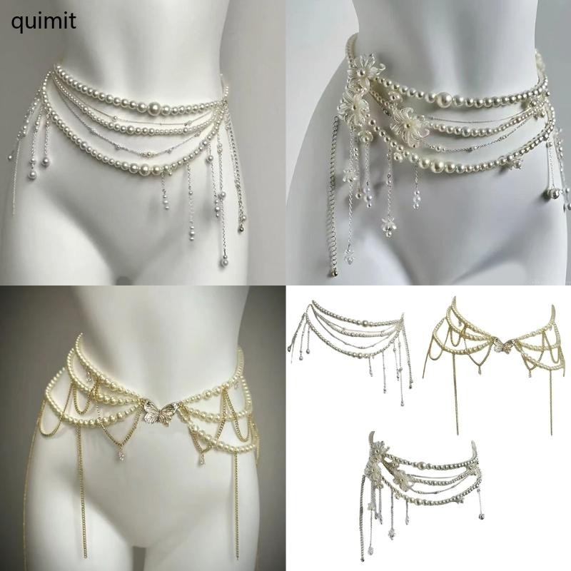 Quim Layered Tassels เอวโซ่ตกแต่ง Multilayer Body Chain เข็มขัด Jewellery