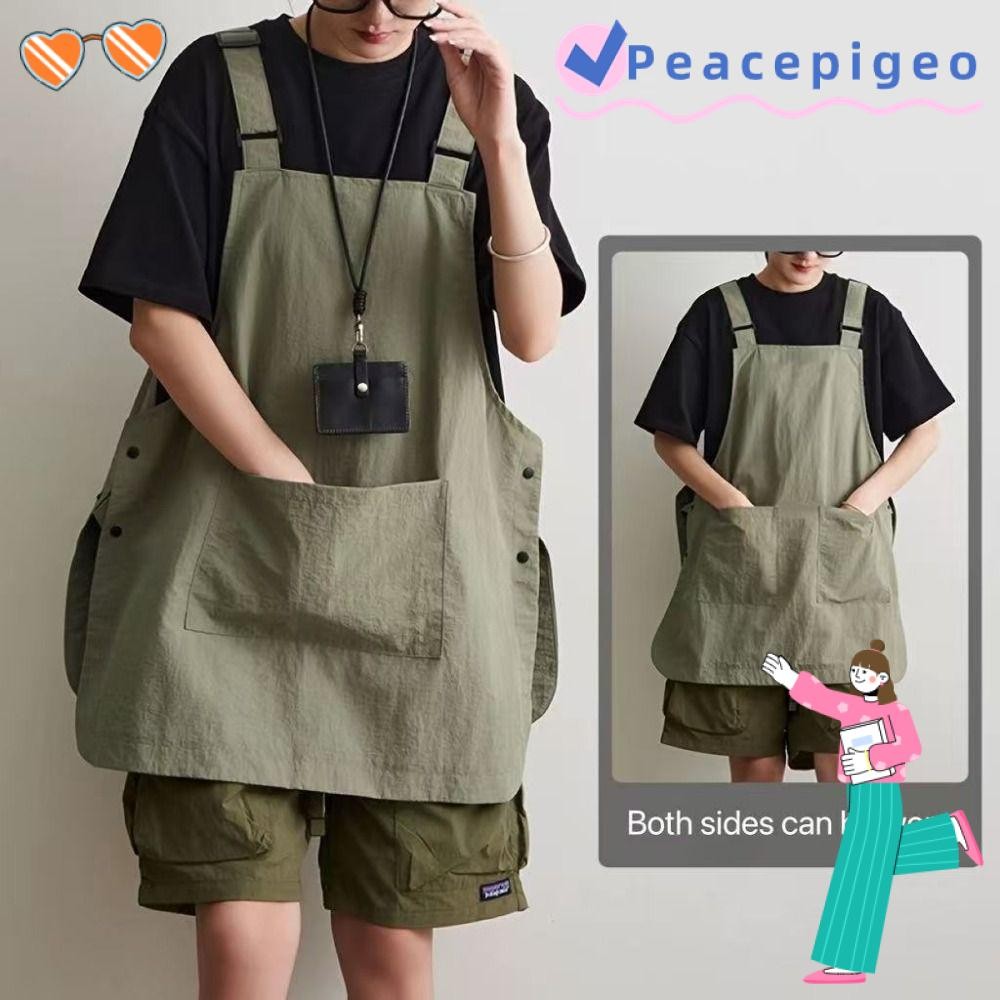 Peacepigeo ผ้ากันเปื้อนทําอาหารอบ, ชุดทํางานแขนกุดสีทึบ, อุปกรณ์ครัวชุดทํางานระบายอากาศป้องกันมลพิษสะดวก