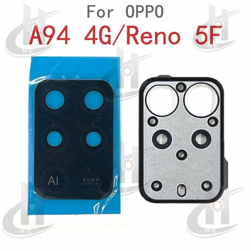 กล้องด้านหลังแหวนเลนส์ฝาครอบกระจกพร้อมกรอบสําหรับ OPPO A94 4G / Reno 5F อะไหล่ทดแทน