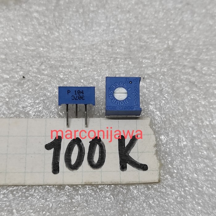 AS01 trimpot VR 104 100K ohm 3386 เสื้อตัดขอบสีน้ําเงิน ด้านหน้า