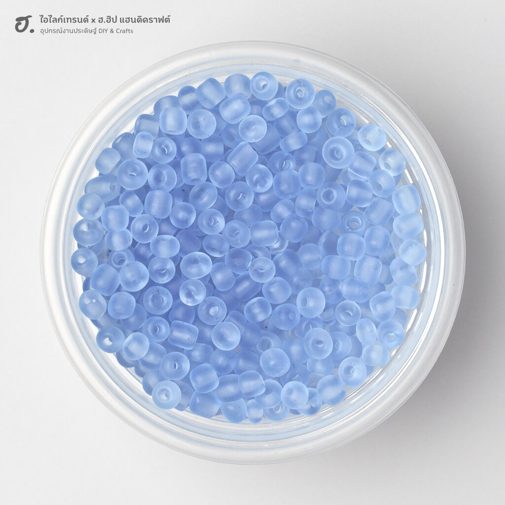 ลูกปัดเม็ดทราย ขนาด 4 มม. สีฟ้าใสเนื้อด้าน Sky Matte