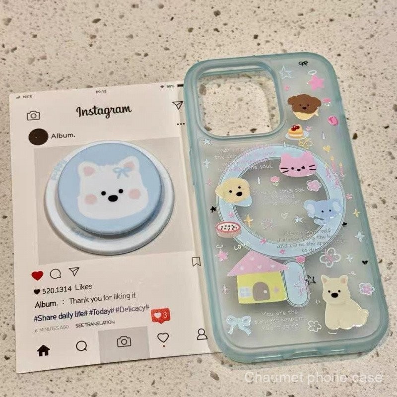 Magnetic Niche House สัตว์สุนัขเข้ากันได้กับ iphone15กันกระแทก16เคสมือถือ13กันกระแทก14PROMAX รูใหญ่12น่ารัก11เคสนิ่ม l2zl
