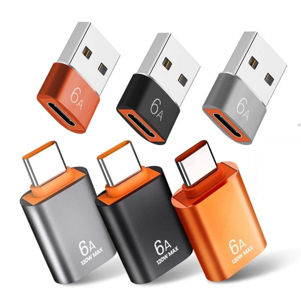 USB to Type C OTG อะแดปเตอร์ 6A 120W USB3.0 ชาร์จเร็ว รองรับ OTG สำหรับ MacBook Android สมาร์ทโฟน