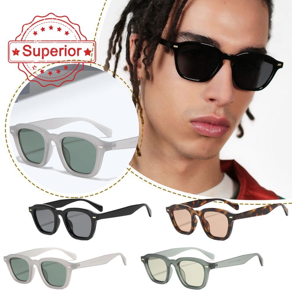 Vintage Square-frame แว่นตากันแดดน้ําหนักเบาสบาย Uv แฟชั่นทน Leisure S1c3