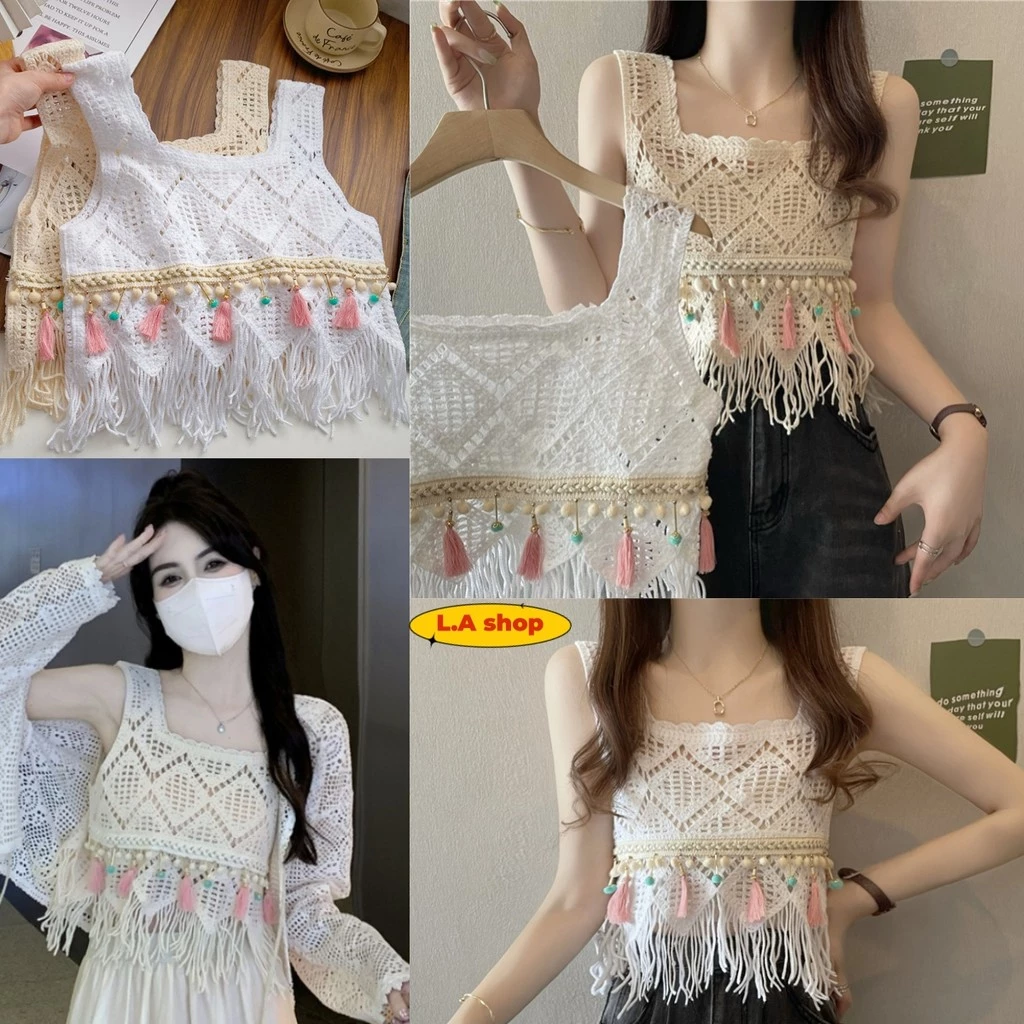 L.A Shop★สไตล์ใหม่★ เสื้อถักไหมพรม คาวาอี้น่ารัก สไตล์โบฮีเมี่ยน ปลายปล่อย สีพาสเทลคาวาอี้ "CX00827"
