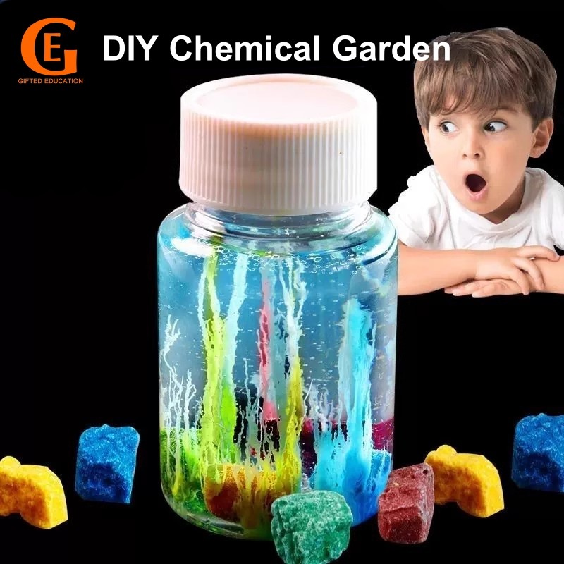 การนําเสนอ ชุดสวนเคมีน้ําวิเศษ 1 ชุด - ชุดทดลองหินการเจริญเติบโตของ DIY, ไม่ต้องใช้พลังงาน, เหมาะสําหรับการตกแต่งวันหยุดและของขวัญ