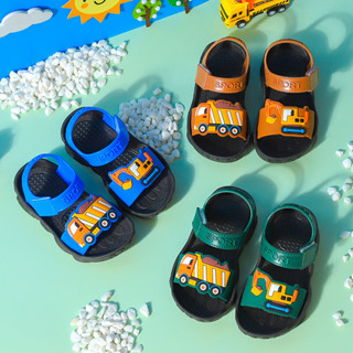 รองเท้าแตะเด็กผู้ชาย เด็กเด็กรถขุดรูปแบบลื่นระบายอากาศรองเท้…