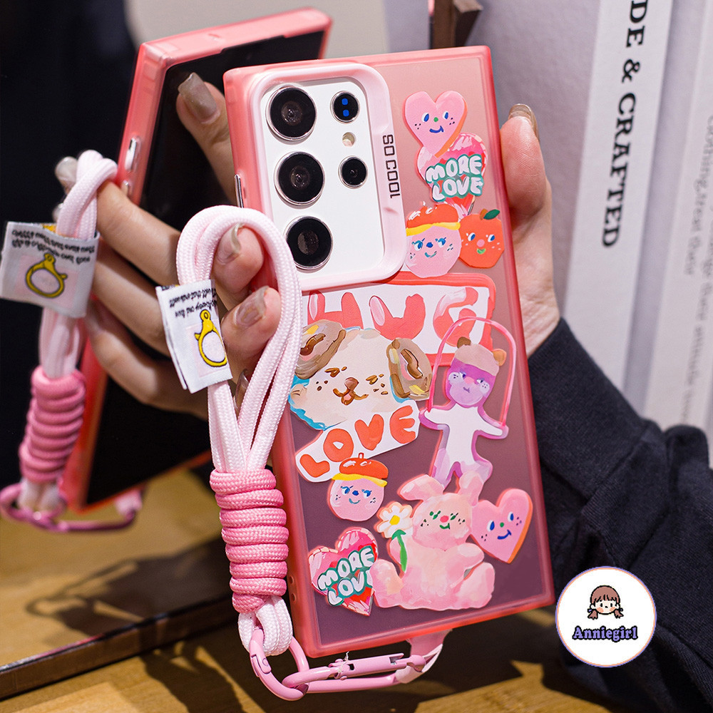 เคสโทรศัพท์มือถือ ผ้าไนล่อน ผิวด้าน กันกระแทก ลายการ์ตูนกราฟฟิตี้ พร้อมสายคล้อง แฟชั่น สําหรับ SAMSUNG S24 Ultra S24 Plus S23 S22 S21 Ultra S21 S23 FE S20