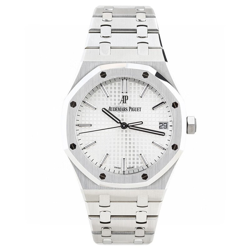 Aibi Royal Oak 15500st นาฬิกาข้อมืออัตโนมัติ หน้าปัดสีขาว สําหรับผู้ชาย 41 มม.