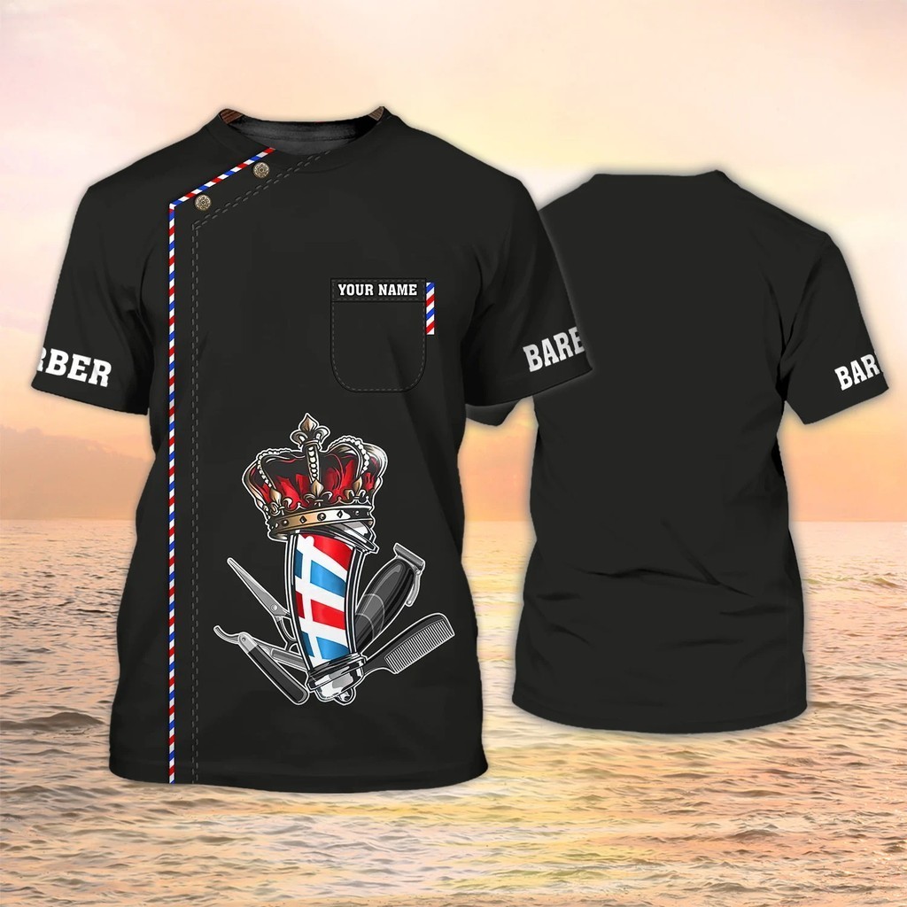 ใหม่ล่าสุดฤดูร้อนผู้ชายเสื้อยืดร้านตัดผมส่วนบุคคลชื่อ 3D พิมพ์ t เสื้อ Unisex Casual Tops คลาสสิกตัดผมชุด DW160