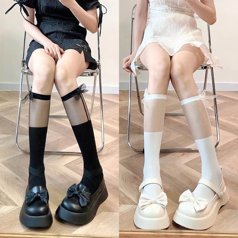 พร้อมส่งในไทย Jk ถุงเท้ายาวถึงเข่า ถุงเท้ายาว ผ้าเรยอน สไตล์ญี่ปุ่น
