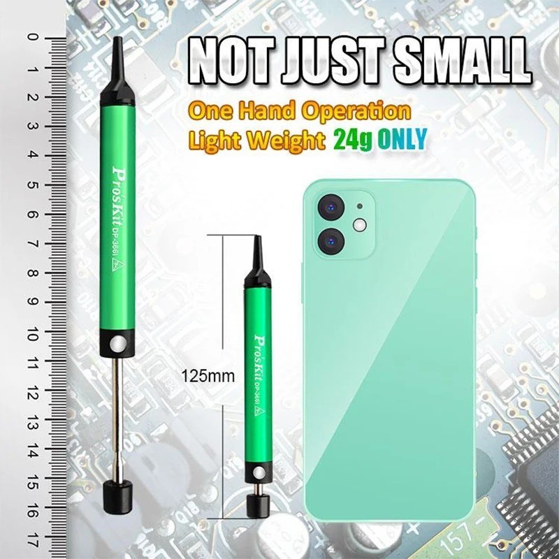 Proskit DP-366I อุปกรณ์ปั๊มบัดกรีอลูมิเนียมอัลลอยด์ ขนาดเล็ก ป้องกันไฟฟ้าสถิตย์ ขนาดกะทัดรัด และตัวดูดที่มีประสิทธิภาพ
