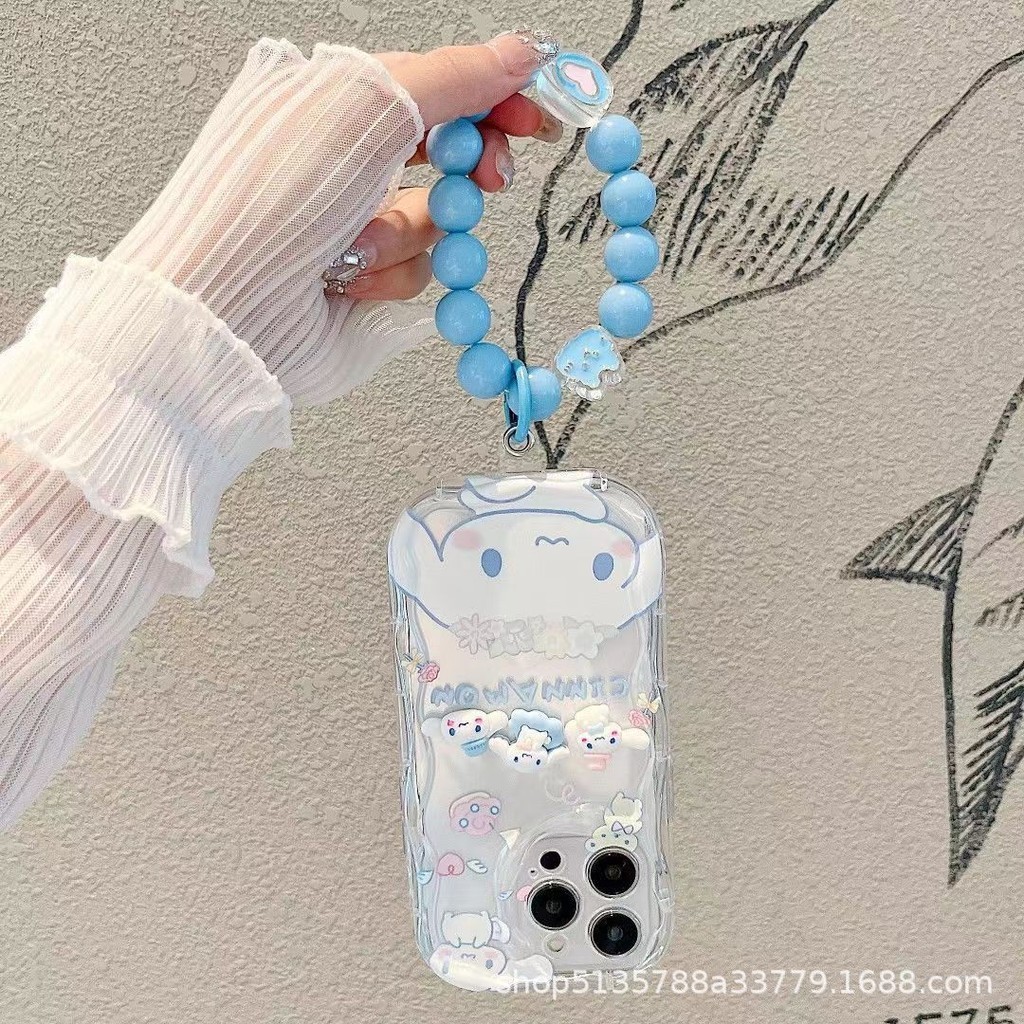 ปลอกสําหรับ POCO C75 C65 F6 X6 M6 Xiaomi 14T 13T Mi 14 13 12 11 Lite POCO X5 F5 F3 X4 GT X3 NFC M3 Pro 5G เคสโทรศัพท์มือถือ แบบใส ขอบโค้ง ลาย Cinnamon 3D สีฟ้า พร้อมสายคล้องมือ สําหรับ