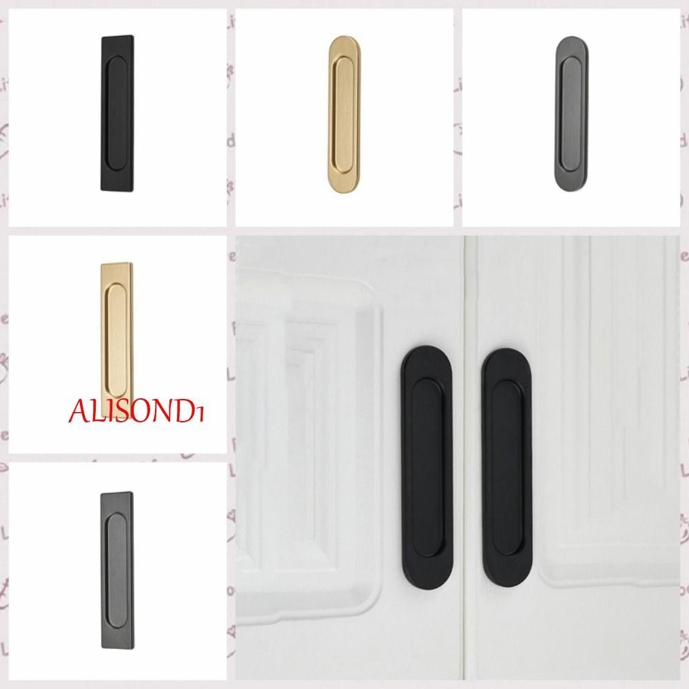 Alisond1 มือจับประตูบานเลื่อน อลูมิเนียมอัลลอย มีกาวในตัว สีดํา เทา ทอง สองด้าน ไม่ต้องเจาะกระจก ตู้เสื้อผ้า