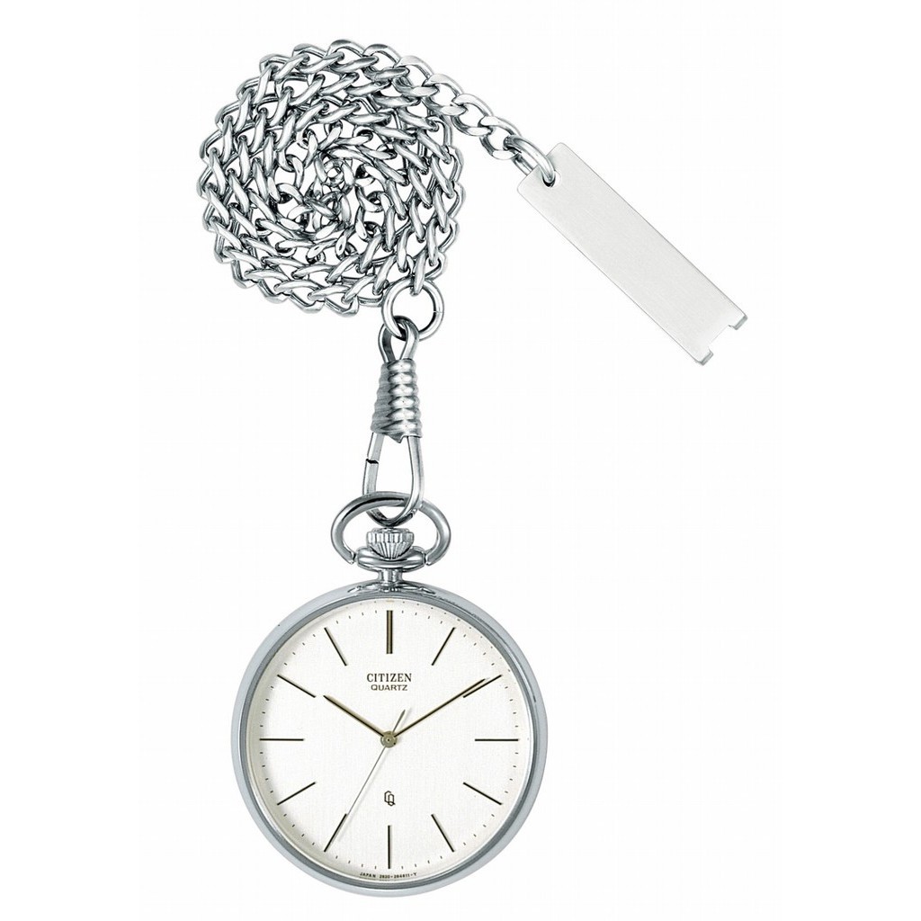 CITIZEN BC0420-61A Unused Pocket watch for Men battery crystal glass SS White