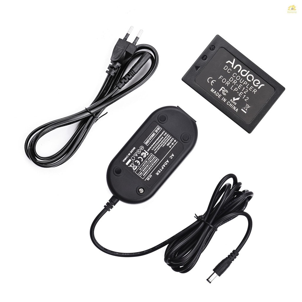 Andoer DR-E12 Dummy แบตเตอรี ่ AC Power Adapter กล ้ อง Power Plug สําหรับ Canon EOS M100 M2 M10 M50