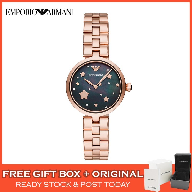 Emporio Armani Arianna Rose Gold Mother of The Pearl ผู้หญิงสุภาพสตรีนาฬิกา Jam Tangan Wanita Peremp