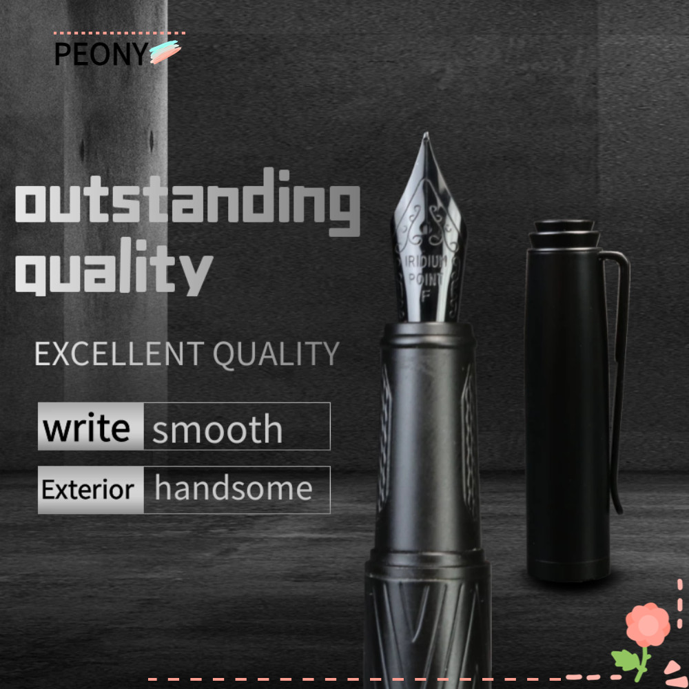 Peonypavilion โลหะ Fountain Pen, รีฟิลไทเทเนียม Nib สีดํา Samurai Fountain Pen, คุณภาพสูงต ้ นไม ้ 0.5 มม.Nib Smooth หมึกปากกาอุปกรณ ์ การเขียน