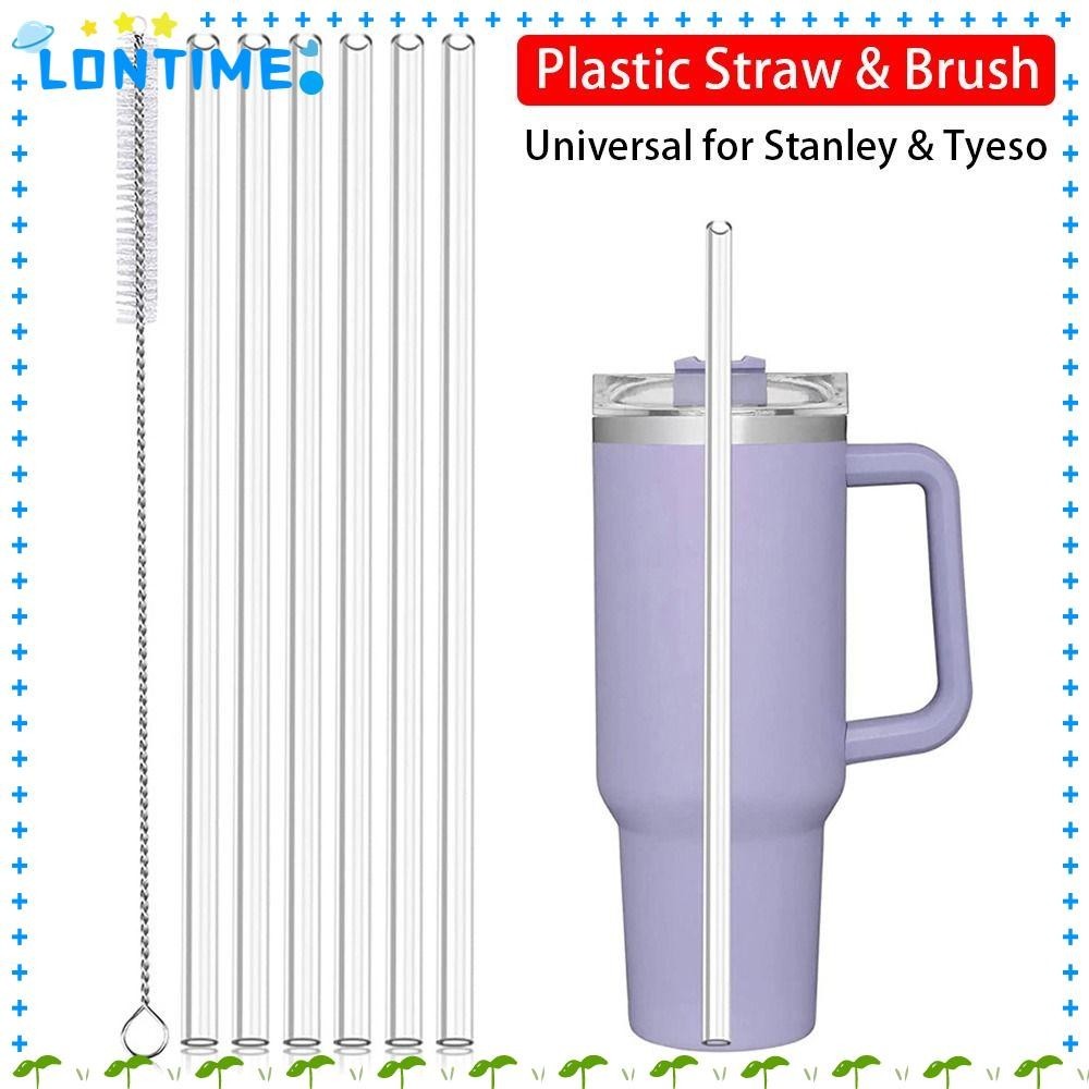Lontime 1 ชุดถ ้ วยฟาง , หลอดพลาสติกดื ่ ม 9 มม.พร ้ อมแปรงหลอดเปลี ่ ยนตรงแบบใช ้ ซ ้ ําได ้