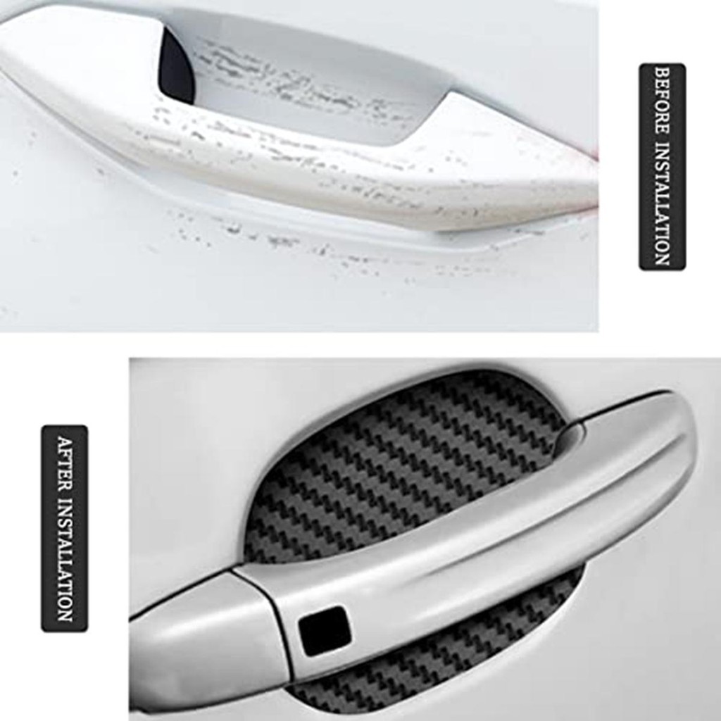 สติ๊กเกอร์ 4ชิ้น,คาร์บอนไฟเบอร์ป้องกันรอยขีดข่วน,ตัวป้องกันถ้วยประตูรถ,ฟิล์มป้องกันมือจับประตูอัตโนมัติแบบไม่ทําเครื่องหมาย,สากลสําหรับมือจับรถส่วนใหญ่(สีดํา) - รูปที่ 6