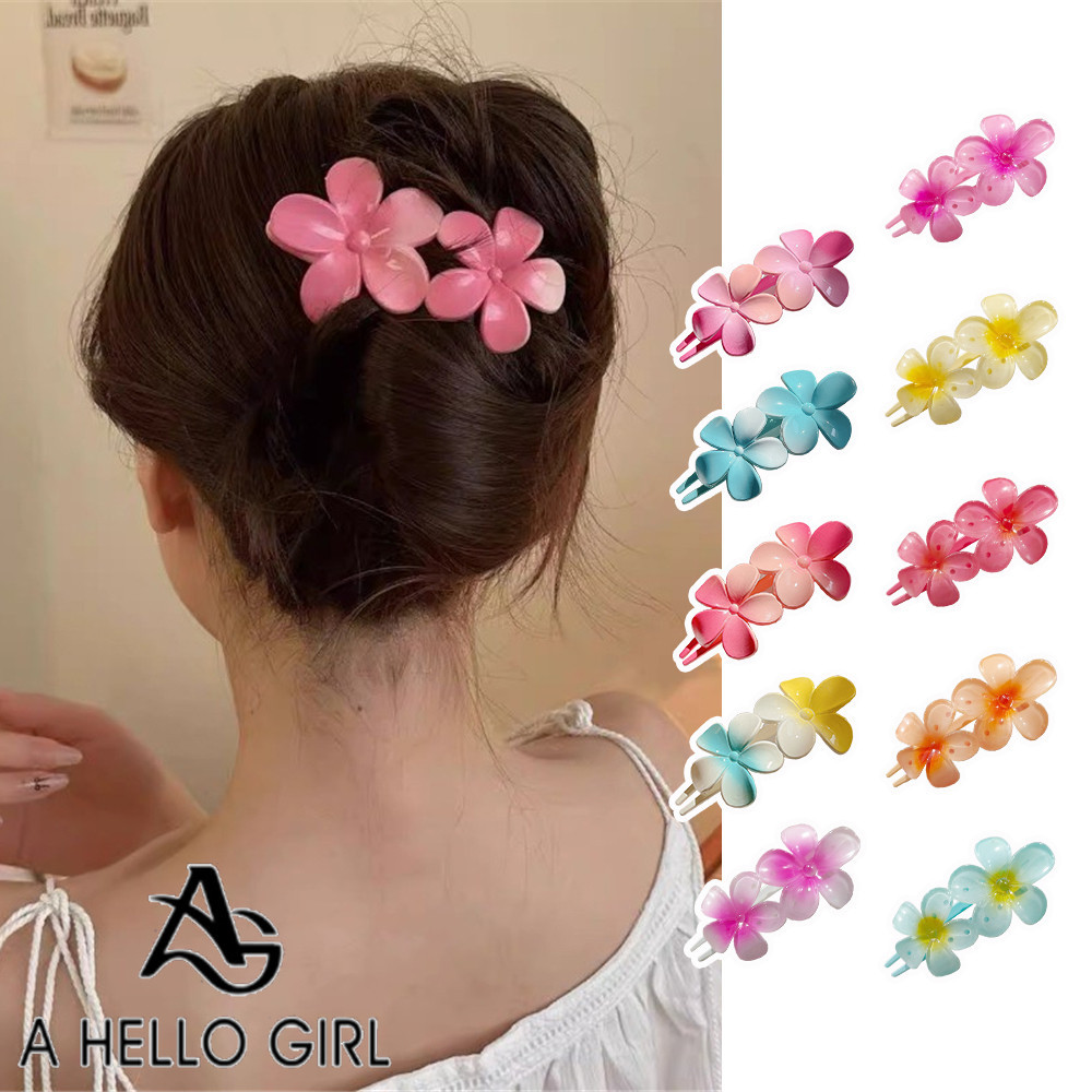 A HELLO GIRL ฤดูร ้ อนใหม ่ โดปามีนดอกไม ้ ที ่ มีสีสันกลับช ้ อนกระทะผมเป ็ ดบิลคลิป