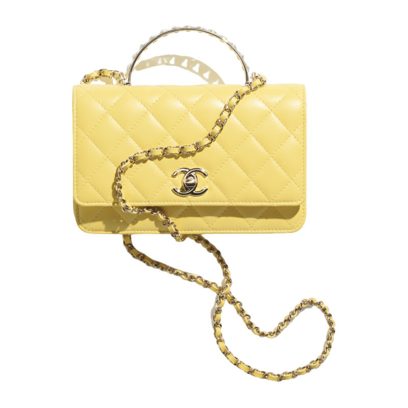 Chanel/Chanel Women's Bag 2024 New Pochette con catena Lambskin Flap Single Shoulder Crossbody