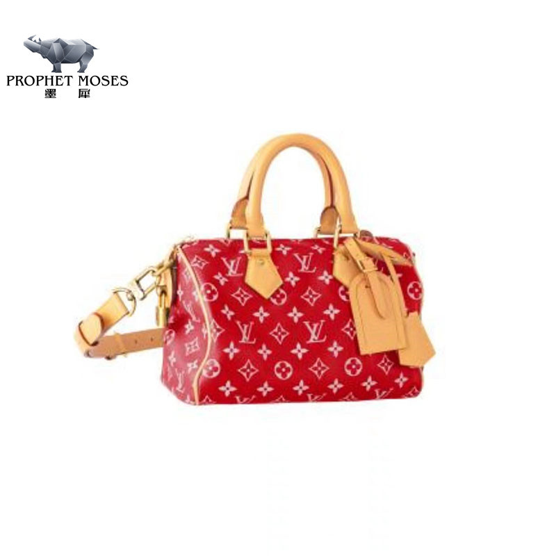 Moxi LV/Louis Vuitton 2024 New Men's Bag, Old Flower SPEEDY 25 Handbag, Shoulder and Back Handbag M23425