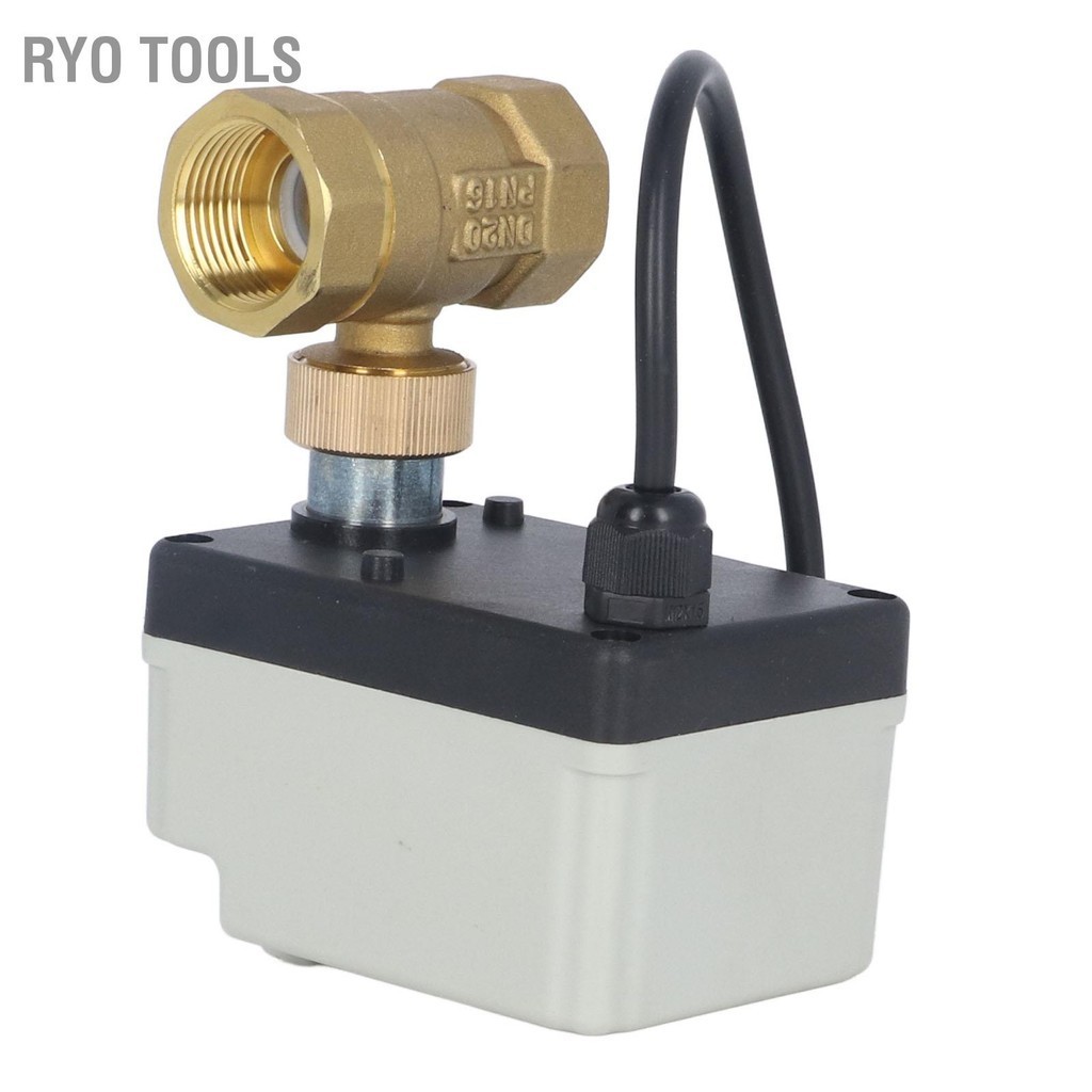 Ryo Tools ปกติปิดบอลวาล์วมอเตอร์ IP54 ทองเหลืองเปลือก ABS 2 ทางบอลวาล์วไฟฟ้า DC12-24V DN20 3/4in