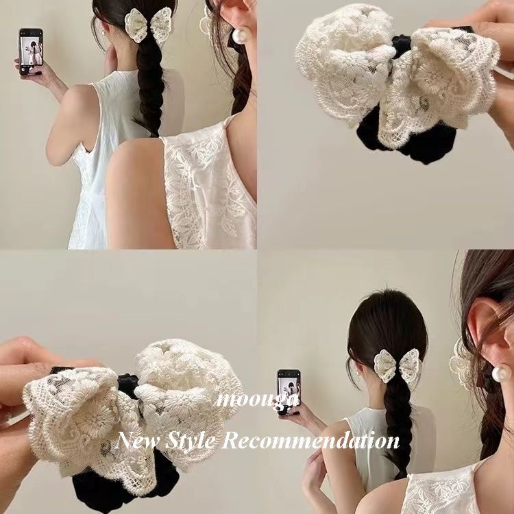Moouga/sweet ลูกไม ้ Scrunchy แหวนผมอารมณ ์ อ ่ อนโยนโบว ์ ดอกไม ้ Scrunchy ยางรัดผมยืดหยุ ่ นสูง Ball Headdress