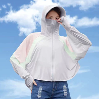 เสื้อกันแดดผู้หญิง ฤดูร้อน ป้องกันรังสี UV ผ้าคลุมไหล่ ไอซ์ไลน์ ระบายอากาศ แบบบางเบา สำหรับการขี่จักรยาน
