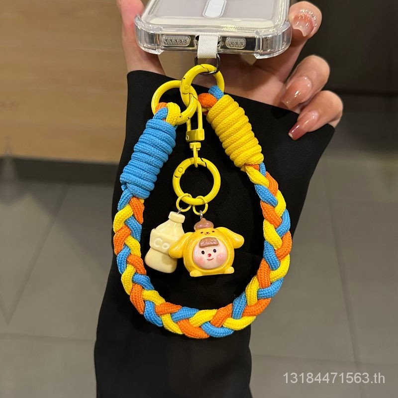 น่ารักโซดาสาวโทรศัพท์มือถือเชือกเส้นเล็กข้อมือถักป้องกันการสูญหาย บริษัท แบบพกพาจี้การ์ตูนกระเป๋ากุญแจจี้