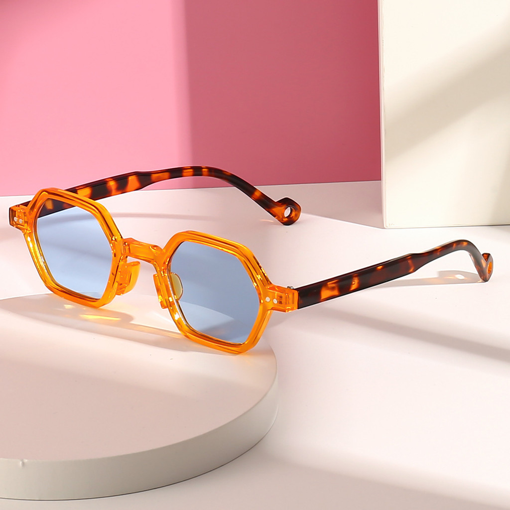 Retro สไตล์แว่นตากันแดด Uv400 ชายสีเขียวสีน้ําตาลรูปหลายเหลี่ยมสุภาพสตรีแว่นตากันแดดสําหรับผู้หญิงฤดูร้อนใหม่แว่นตา