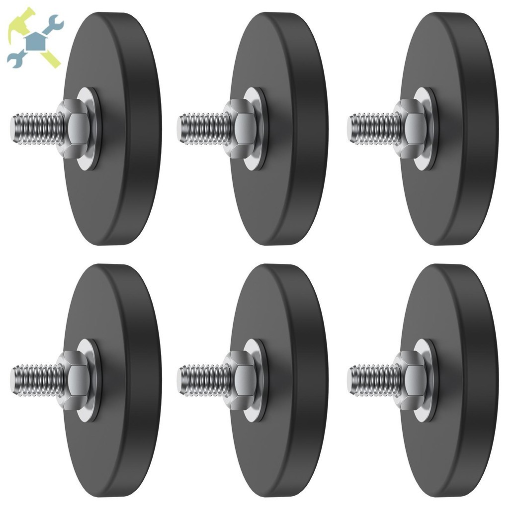 6 ชิ้นฐานแม่เหล็ก 1.7 นิ้ว Neodymium ติดตั้งแม่เหล็ก M6 ด้าย Anti-Scratch แม่เหล็กแรงสูง SHOPTKC6551