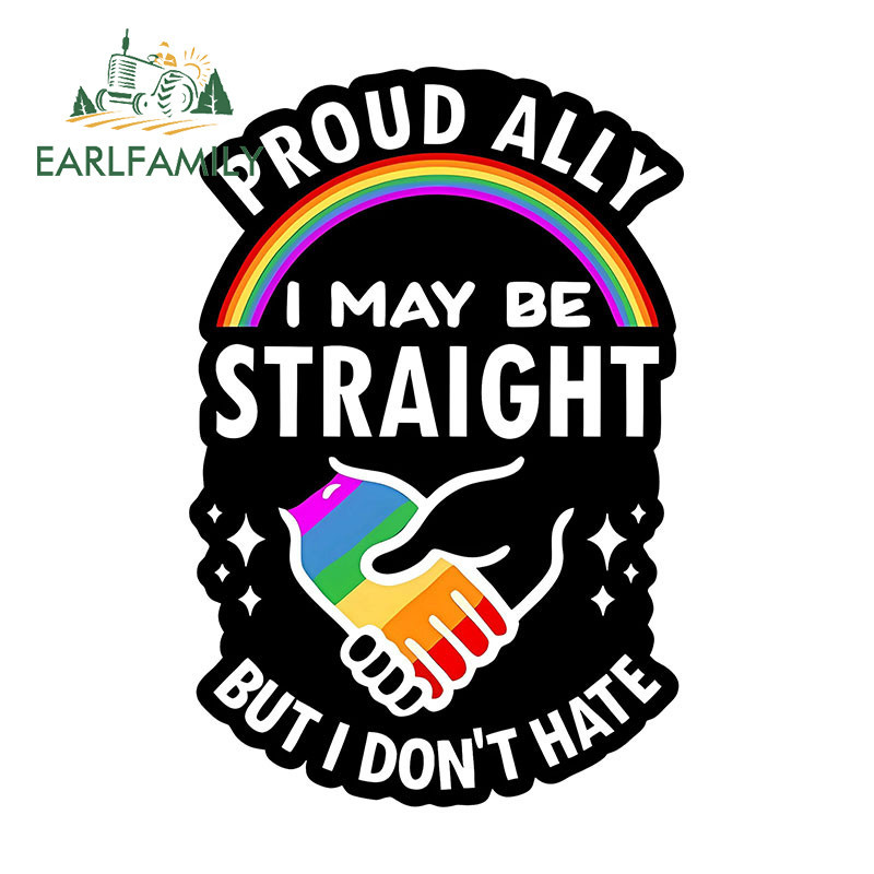 Earlfamily 13 ซม.x 8.7 ซม.Proud Ally สติกเกอร์รถสร้างสรรค์ที่น่าสนใจ Scratch-Proof กระเป๋าเดินทางหมว