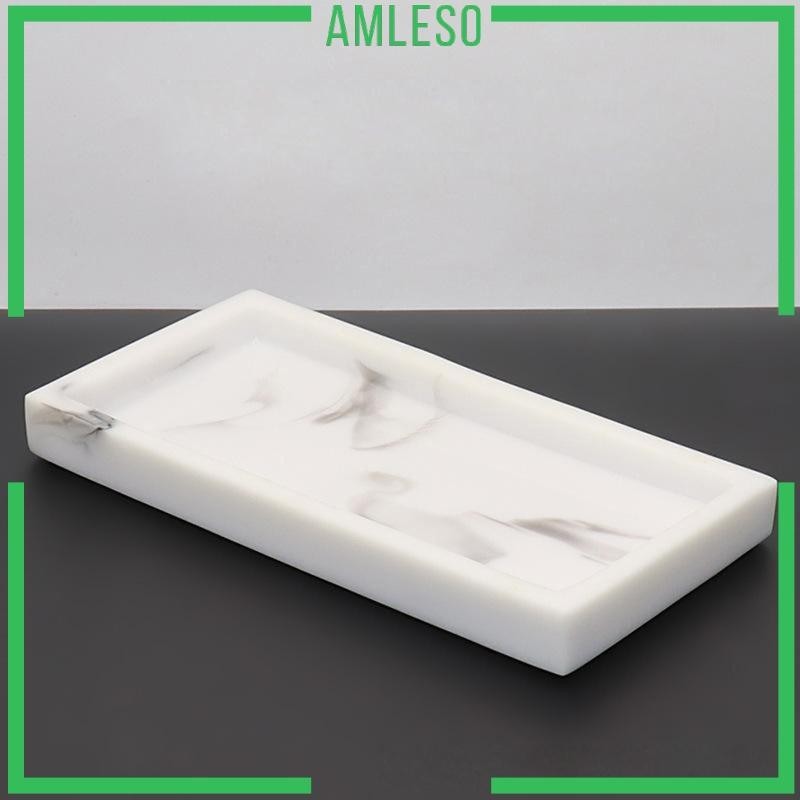 [Amleso] Nordic เลียนแบบหินอ่อนเรซิ่นถาดห้องน้ํา Vanity ถาดถังสําหรับสบู่ผ้าเช็ดตัวตกแต่ง Kithen ถาดจาน