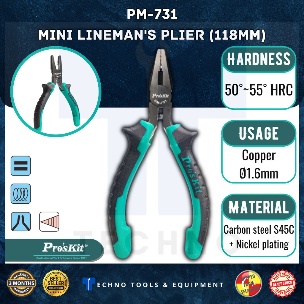 ProsKit PM-731 Mini Linemans Plier (118mm)
