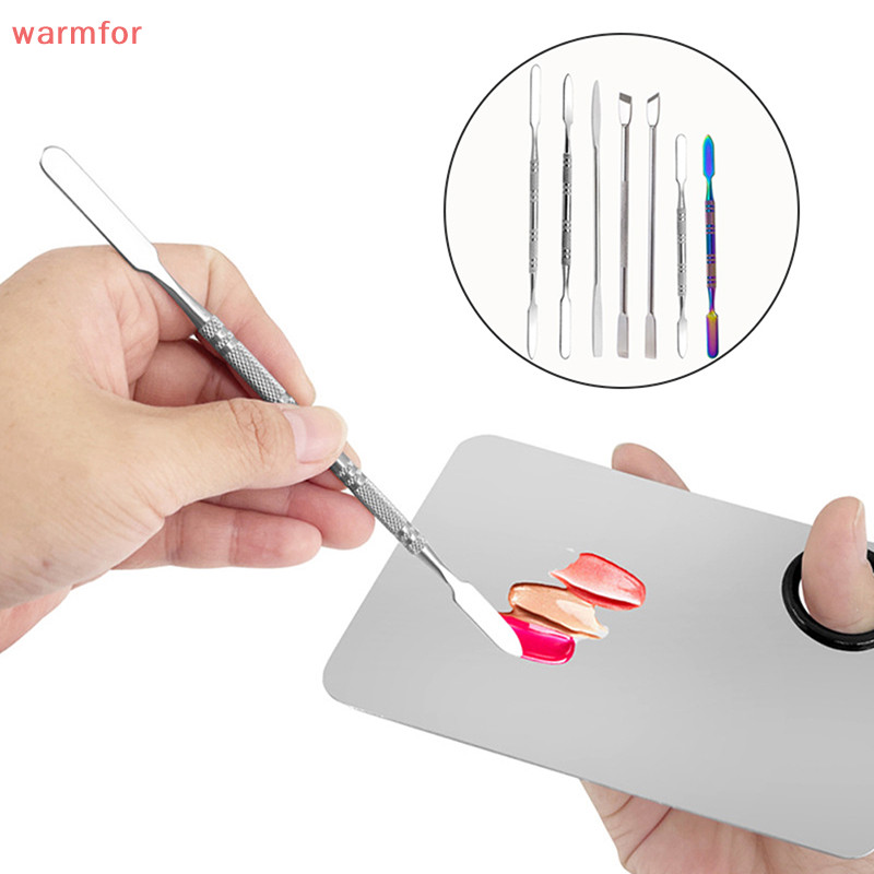 (warmfor สแตนเลส Dual Heads Spatula ผสม Stick Foundation ผสม Make Up Tool