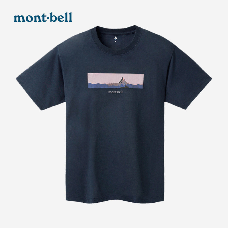 Montbell ใหม่บนเสื้อยืดแขนสั้นพิมพ์ลายผ้าฝ้าย athleisure กลางแจ้งสําหรับผู้ชายและผู้หญิง