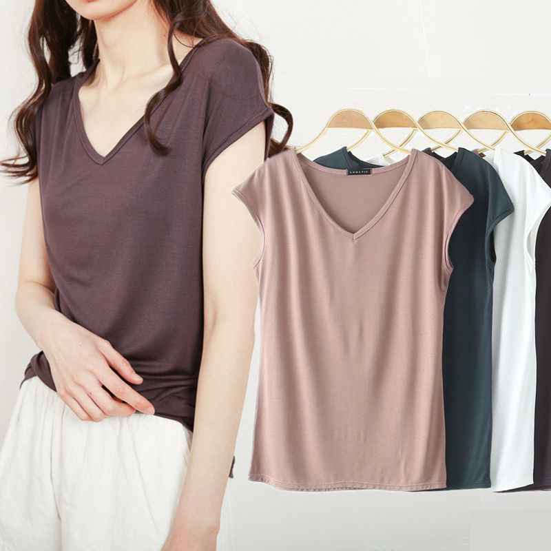 ฤดูร้อนบางหลวมขนาดใหญ่เสื้อกั๊กลําลองเสื้อยืดสีทึบ