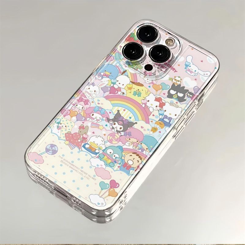 SANRIO การ์ตูนsanrioครอบครัวโทรศัพท์มือถือสําหรับiphone 11 15 14 13 Pro Max 12/8se 7 Plus XSซิลิโคนวัสดุกันน้ําและกันกระแทกใหม่