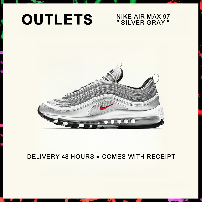 รับประกันของแท้ Nike Air Max 97 " Silver Gray " รองเท้ากีฬา 884421 - 001 รับประกัน 1 ปี