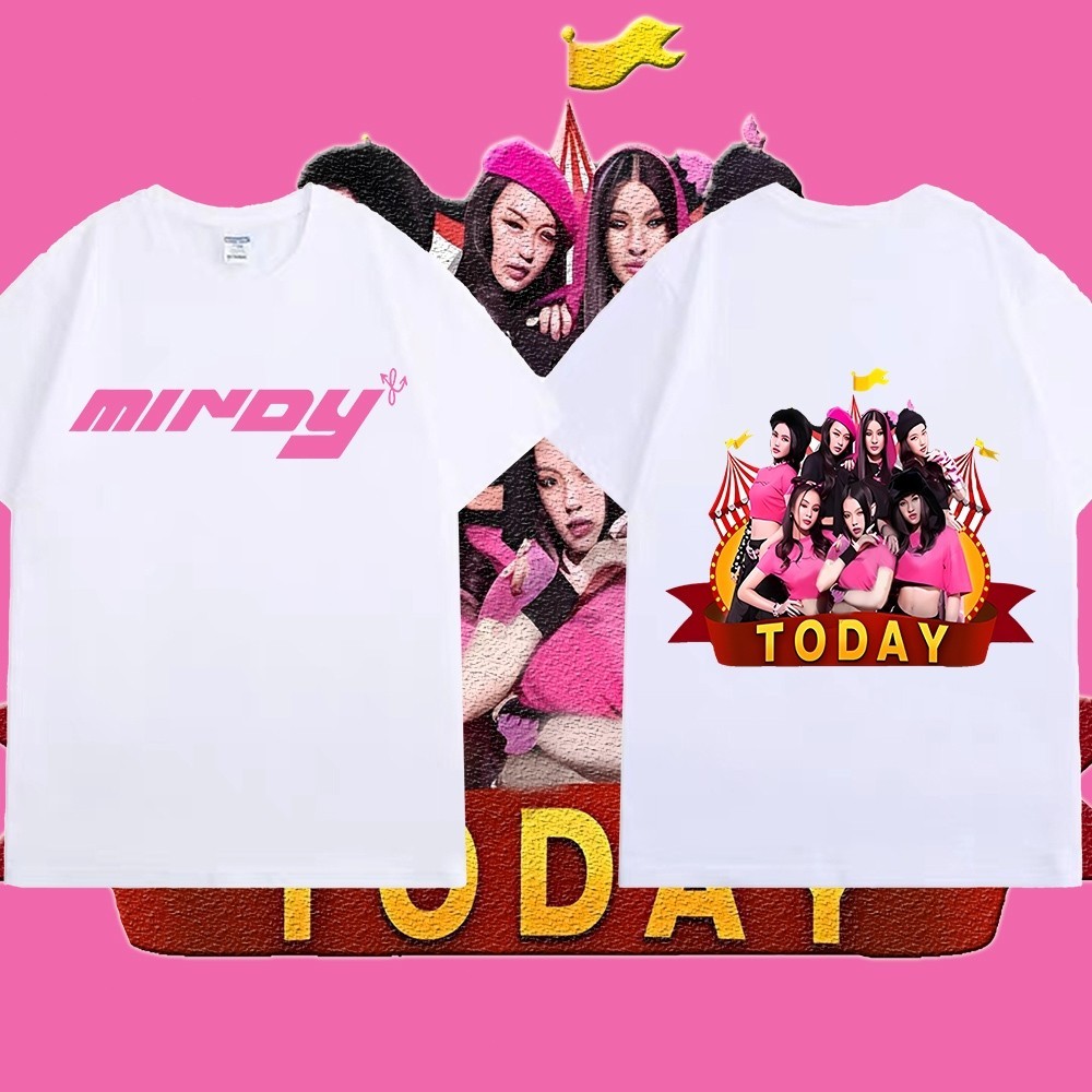 เสื้อวง Mindy Casual เสื้อพิมพ์ลาย Girl Group Shirt Round Neck ผ้าบาง ระบายอากาศได้ S-5XL （H O เครื่