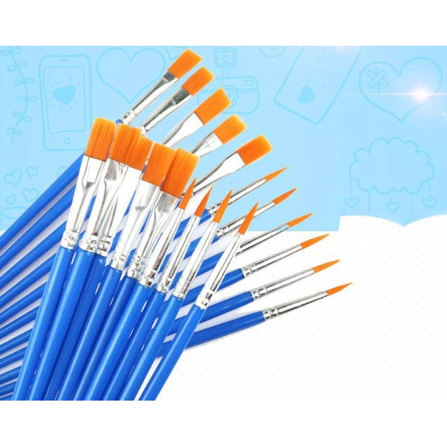 พู่กัน ด้ามน้ำเงิน S0326 หัวกลม/หัวแบน สำหรับสีอคริลิค สีน้ำ thumbnail 4